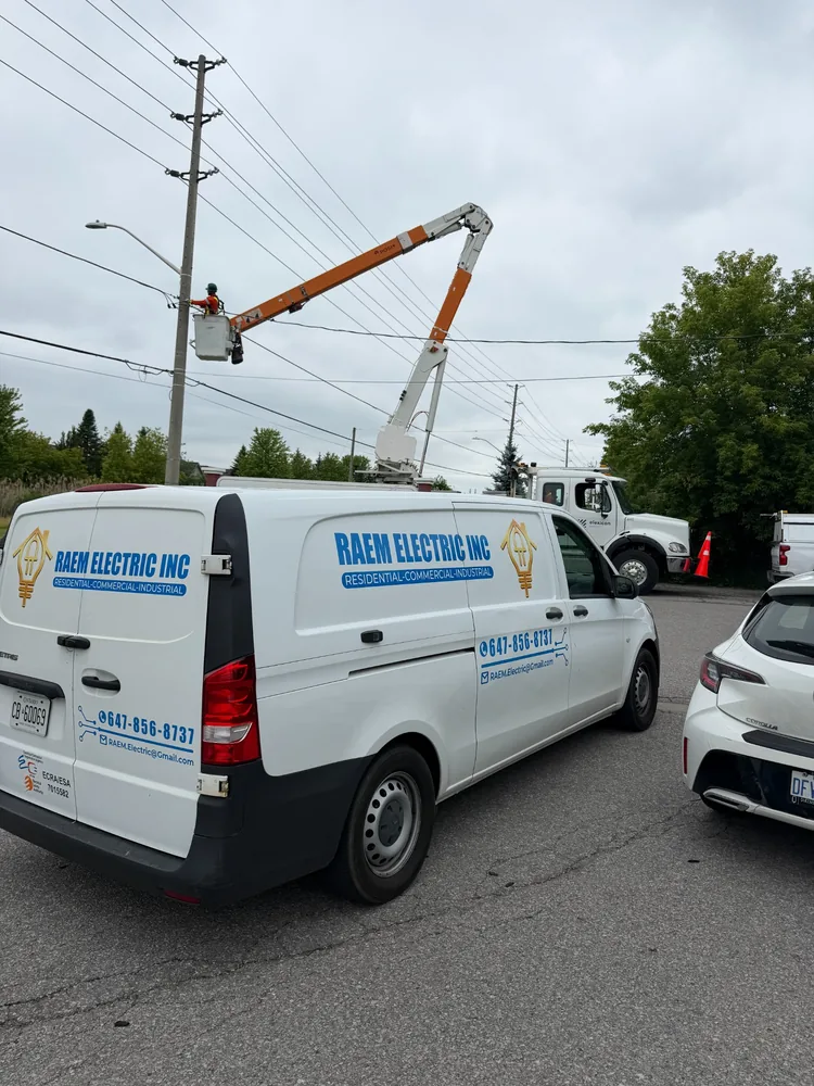 RAEM Electric service van at an electrical service project